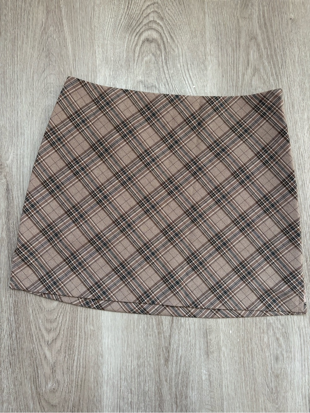 Princess Polly Taupe Plaid Mini Skirt